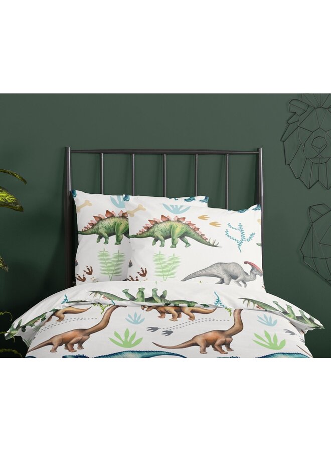 Good Morning Dekbedovertrek Kids Dino Wit - Katoen