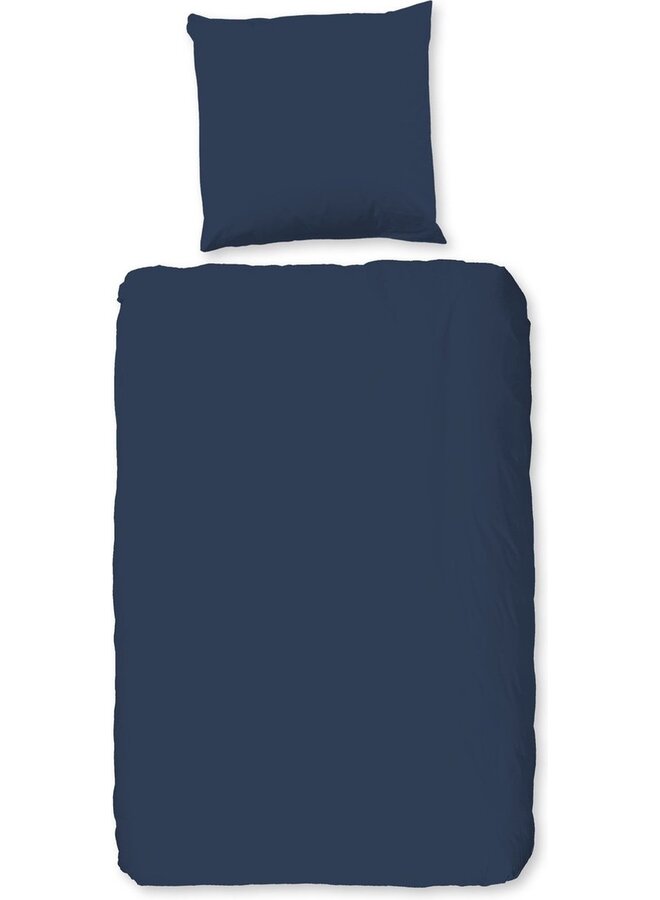 HIP Dekbedovertrek Uni Donkerblauw - Katoensatijn