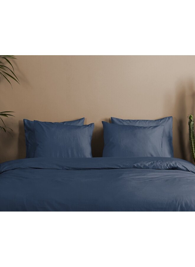 HIP Dekbedovertrek Uni Donkerblauw - Katoensatijn