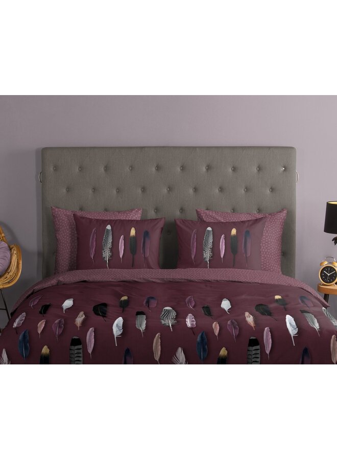 Good Morning Dekbedovertrek Feathers Bordeaux - Katoen