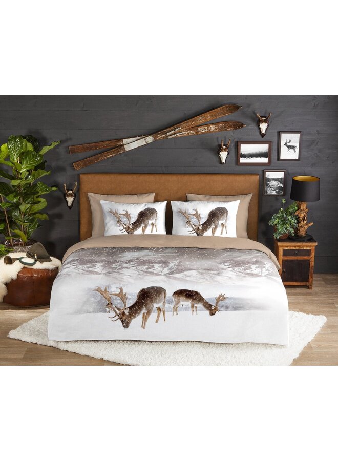 Good Morning Dekbedovertrek Winter Zand - Flanel