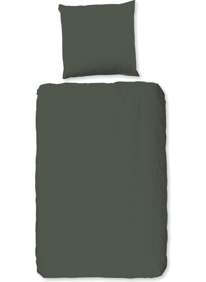 HIP Dekbedovertrek Uni Olijfgroen - Katoensatijn