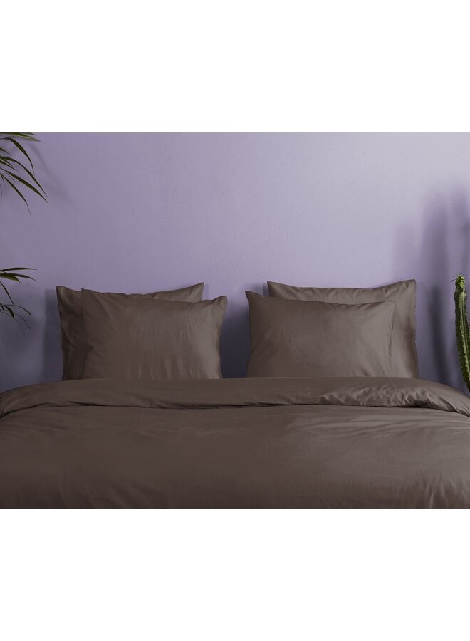 HIP Dekbedovertrek Uni Chocolade Bruin - Katoensatijn