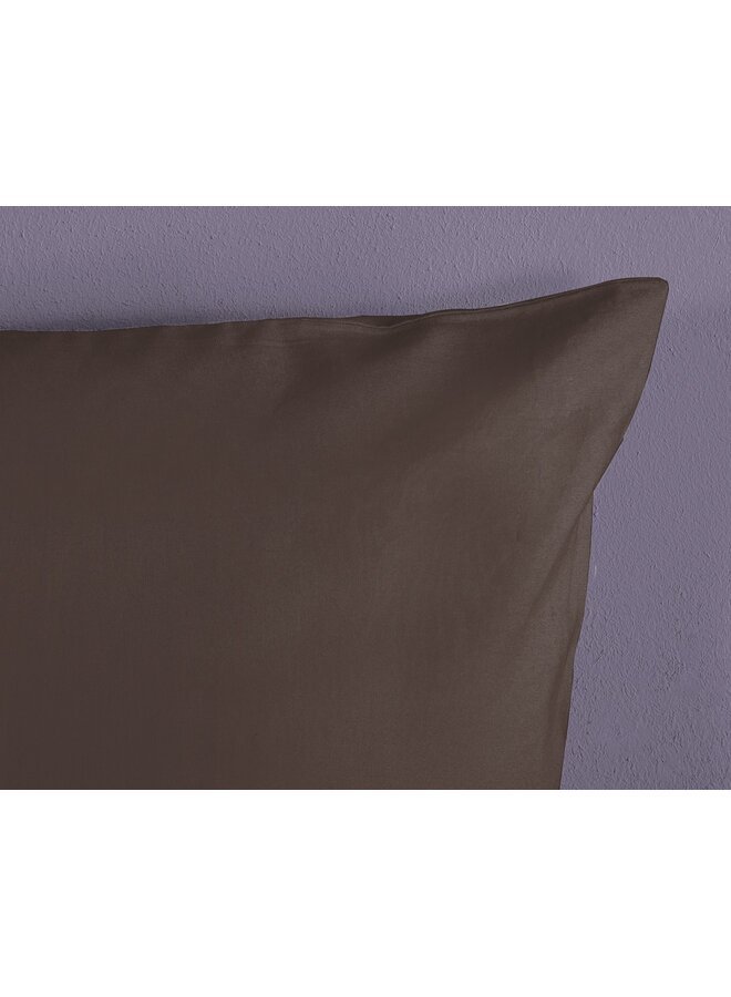 HIP Dekbedovertrek Uni Chocolade Bruin - Katoensatijn