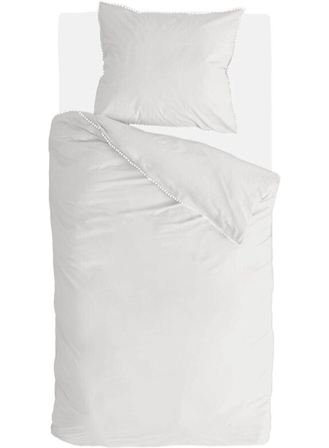 Walra Dekbedovertrek Pretty Pom Pom Wit - Percale Katoen