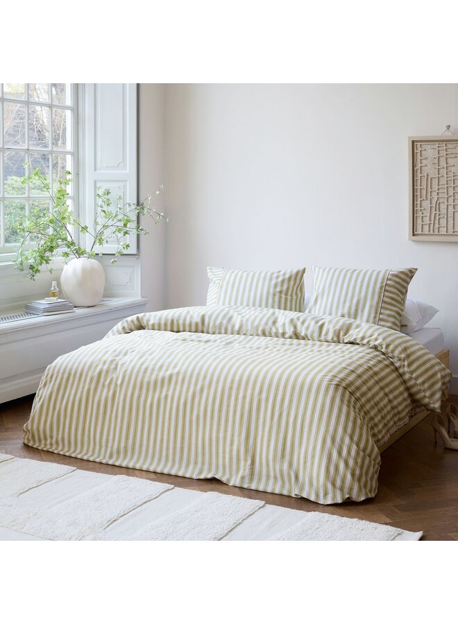 Walra Dekbedovertrek Refined Lines Groen - Gerecycled Katoen