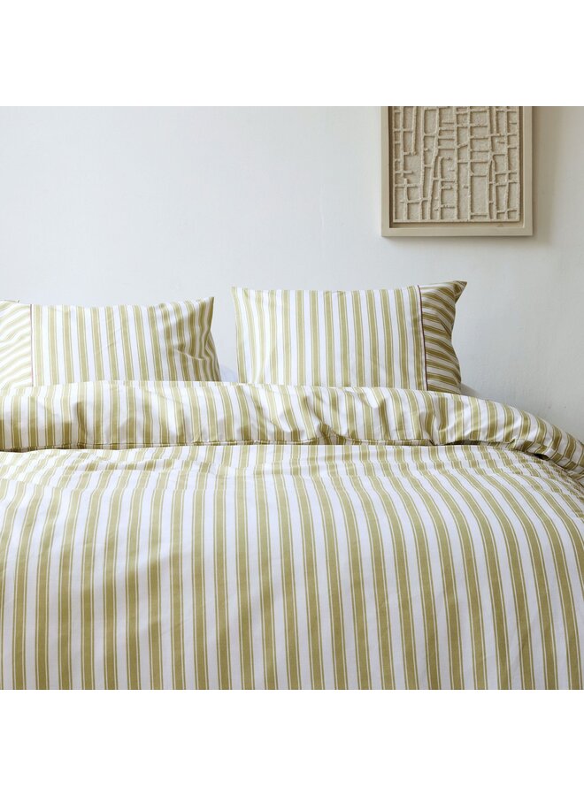 Walra Dekbedovertrek Refined Lines Groen - Gerecycled Katoen