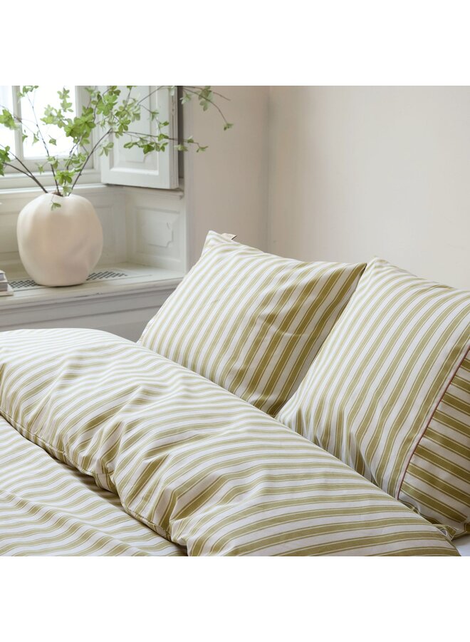 Walra Dekbedovertrek Refined Lines Groen - Gerecycled Katoen