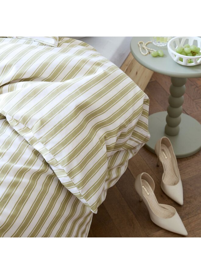 Walra Dekbedovertrek Refined Lines Groen - Gerecycled Katoen