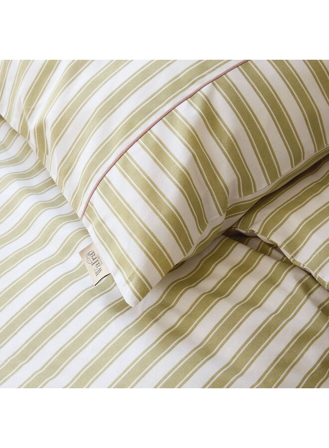Walra Dekbedovertrek Refined Lines Groen - Gerecycled Katoen
