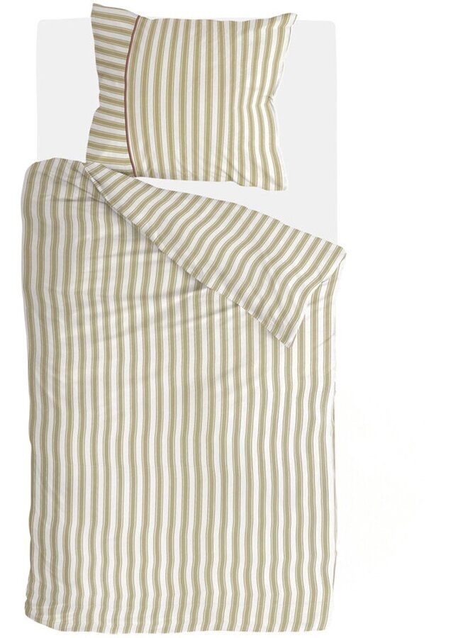 Walra Dekbedovertrek Refined Lines Groen - Gerecycled Katoen