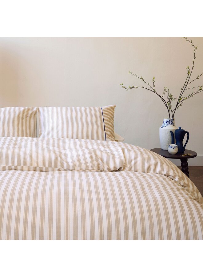 Walra Dekbedovertrek Refined Lines Zand - Gerecycled Katoen