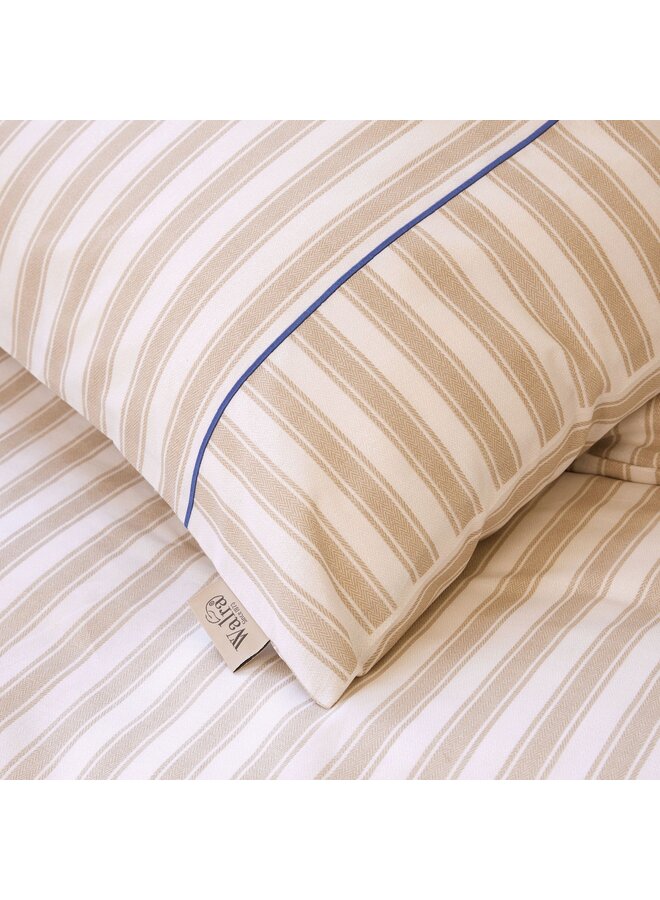 Walra Dekbedovertrek Refined Lines Zand - Gerecycled Katoen