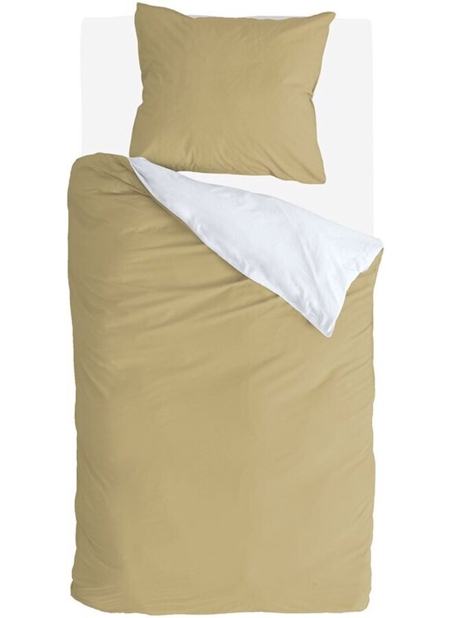 Byrklund Dekbedovertrek Side Way Geel/Wit - Katoen