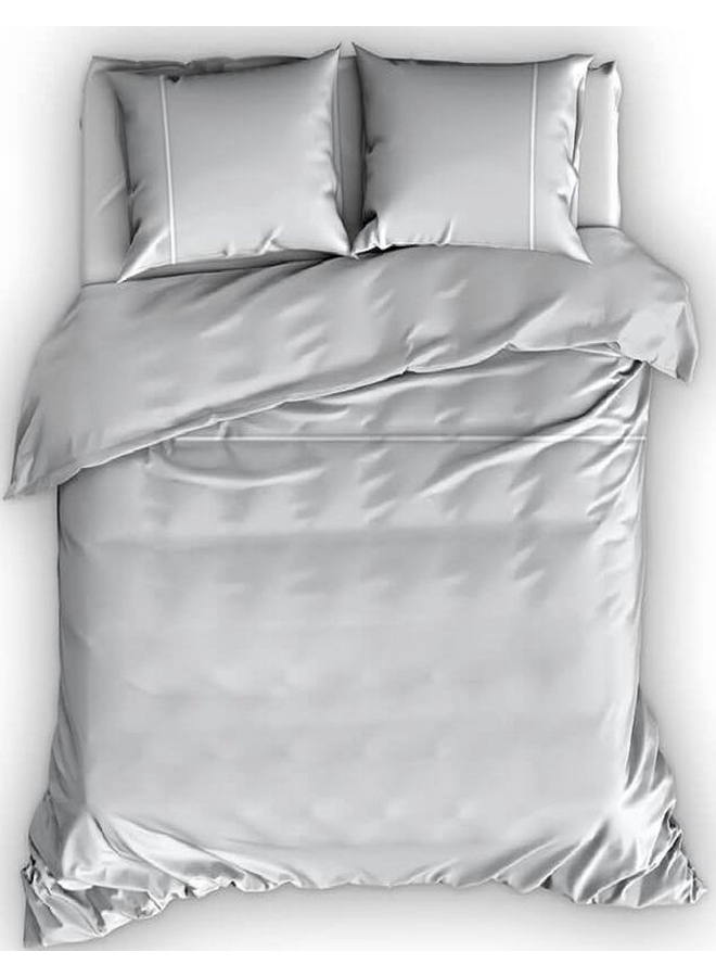 Dekbedovertrek Duchesse Grijs/Wit - Flanel