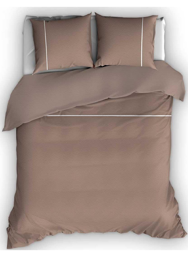 Dekbedovertrek Duchesse Taupe/Wit - Flanel