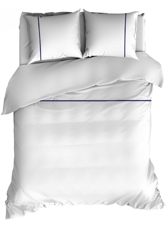 Dekbedovertrek Duchesse Wit/Marine - Flanel