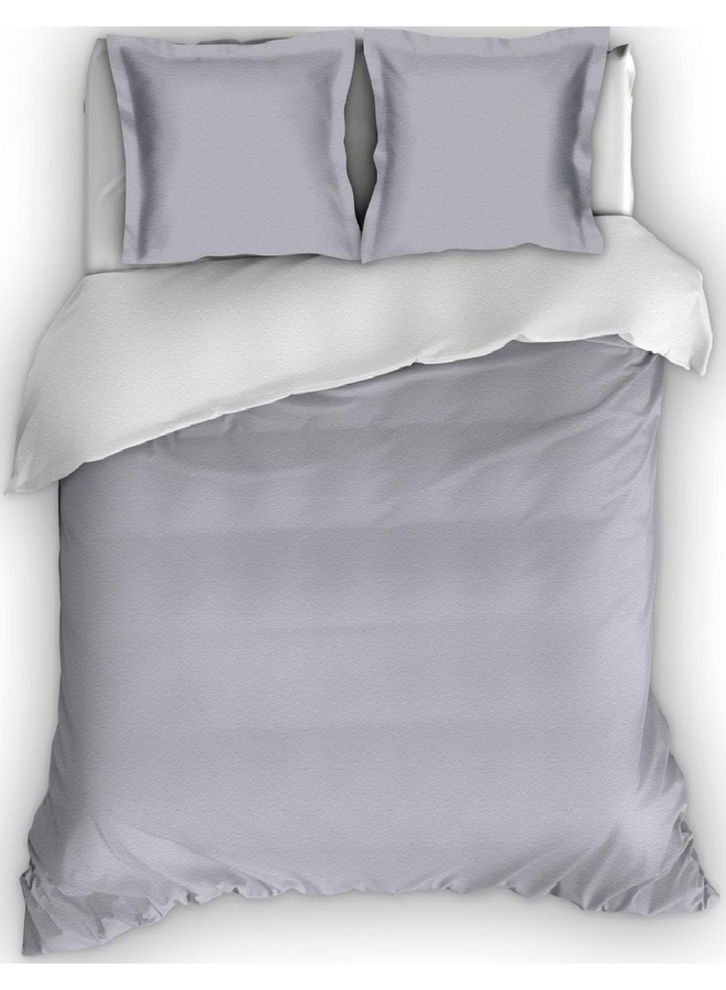 Dekbedovertrek Comtesse Uni Grijs/Wit - Flanel