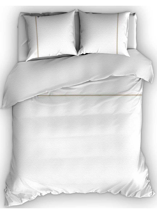 Dekbedovertrek Duchesse Wit/Zand - Flanel