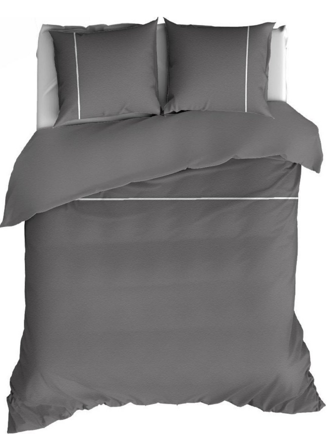 Dekbedovertrek Duchesse Antraciet/Wit - Flanel