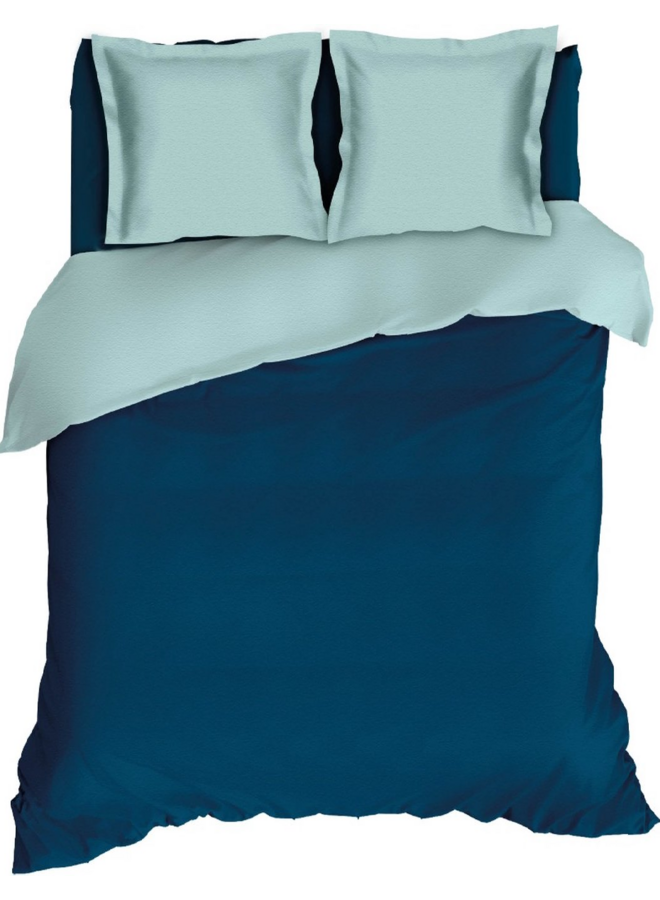 Dekbedovertrek Comtesse Uni Teal/Groen - Flanel