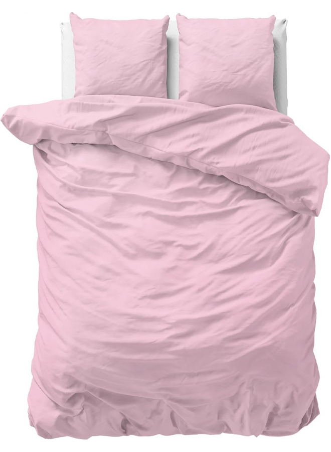 Dekbedovertrek Stone Washed Uni Roze - Katoen