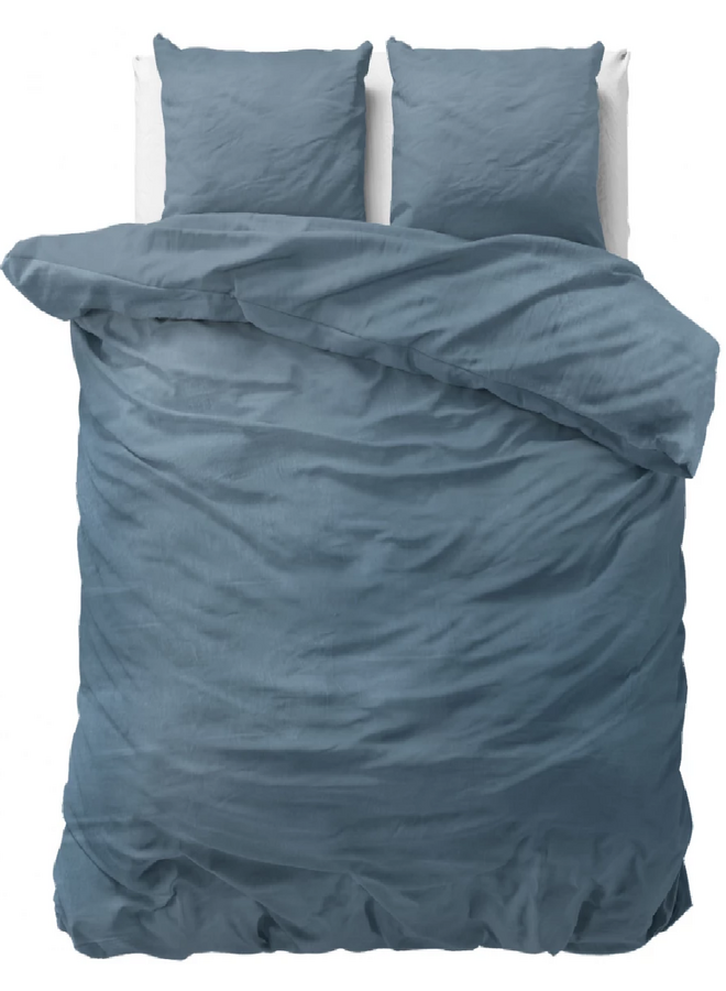 Dekbedovertrek Stone Washed Uni Blauw - Katoen