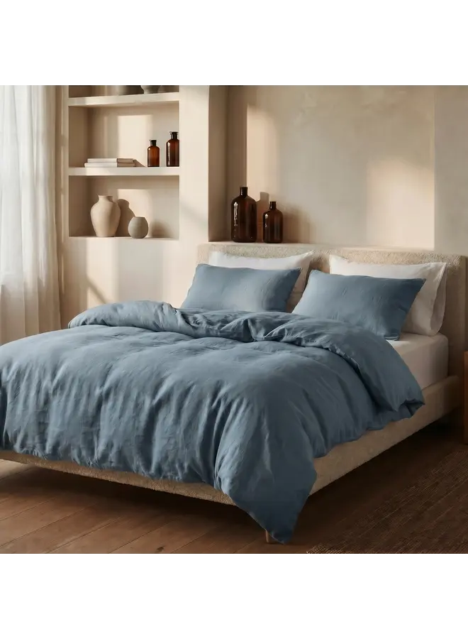 Dreamhouse Dekbedovertrek Stone Washed Uni Blauw - Katoen