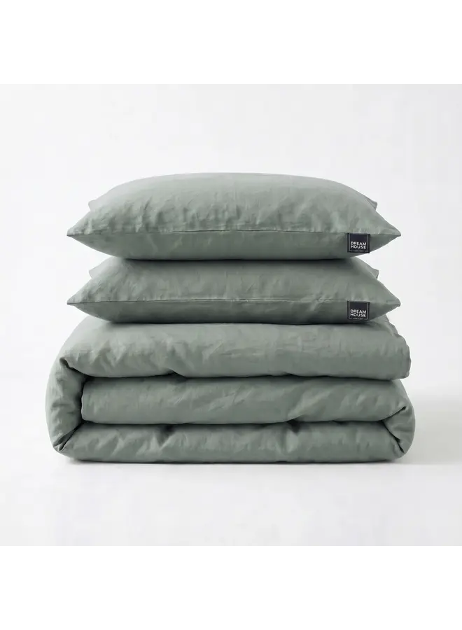 Dreamhouse Dekbedovertrek Stone Washed Uni Groen - Katoen