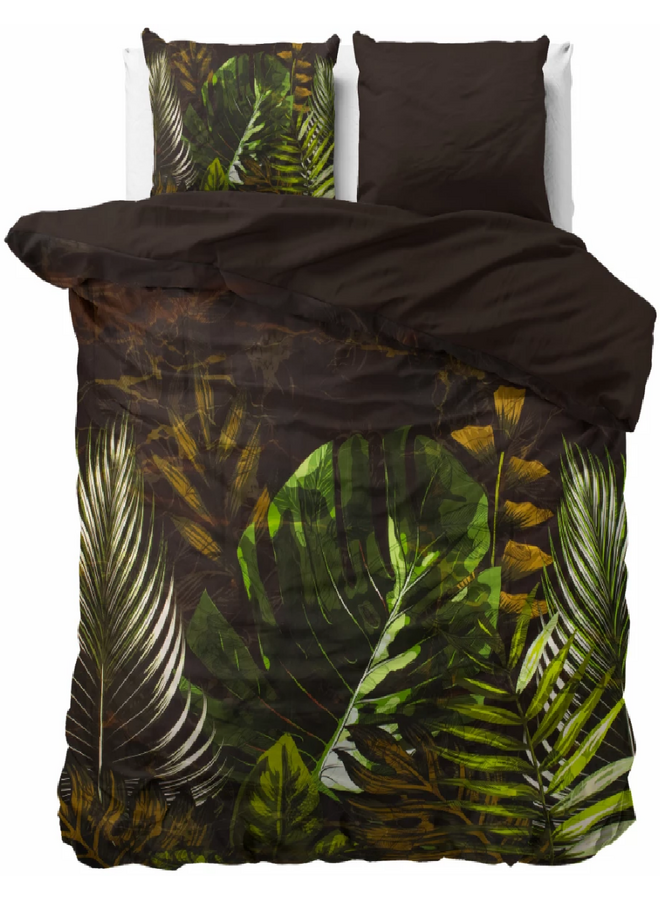 Dreamhouse Dekbedovertrek Jungle Art 2 Taupe - Katoensatijn