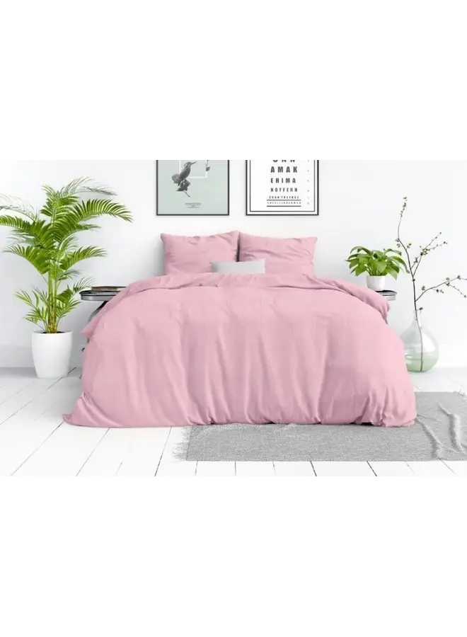 Dreamhouse Dekbedovertrek Stone Washed Uni Roze - Katoen