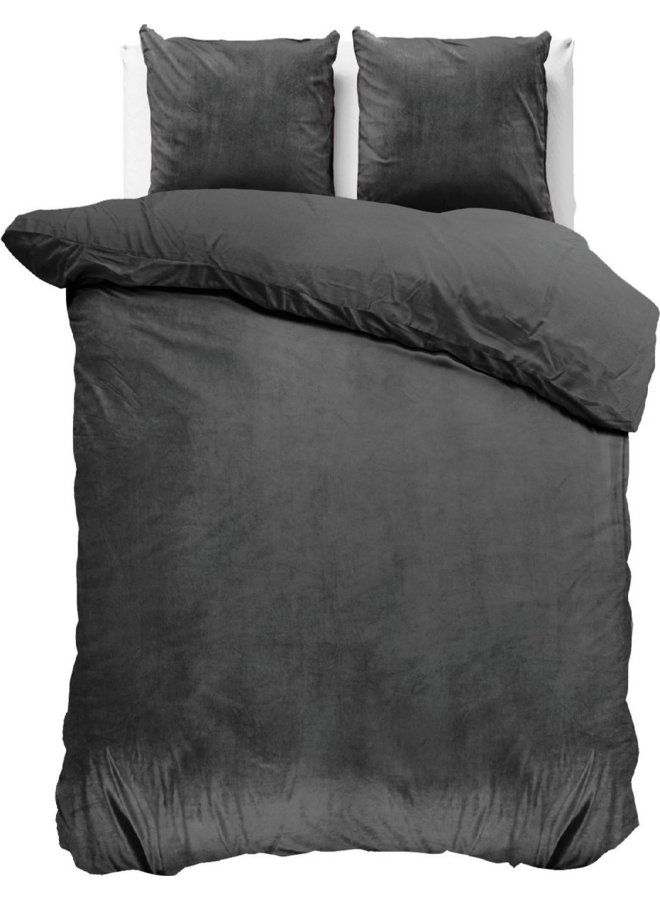 Dekbedovertrek Uni Antraciet - Velvet