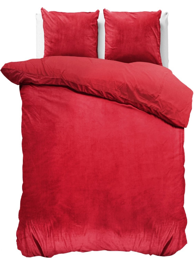Dekbedovertrek Uni Rood - Velvet
