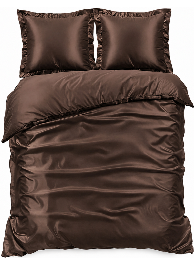 Dekbedovertrek Uni Glossy Bruin - Satijn