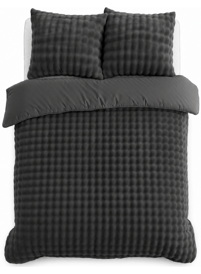 Dekbedovertrek Pompom Antraciet - Flanel Fleece