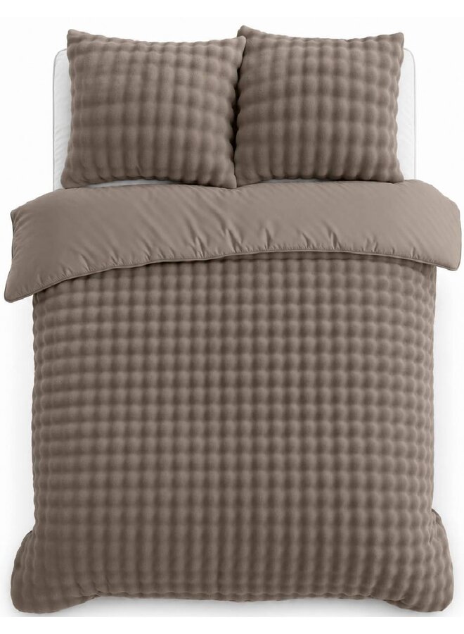 Sleeptime Dekbedovertrek Pompom Taupe - Flanel Fleece