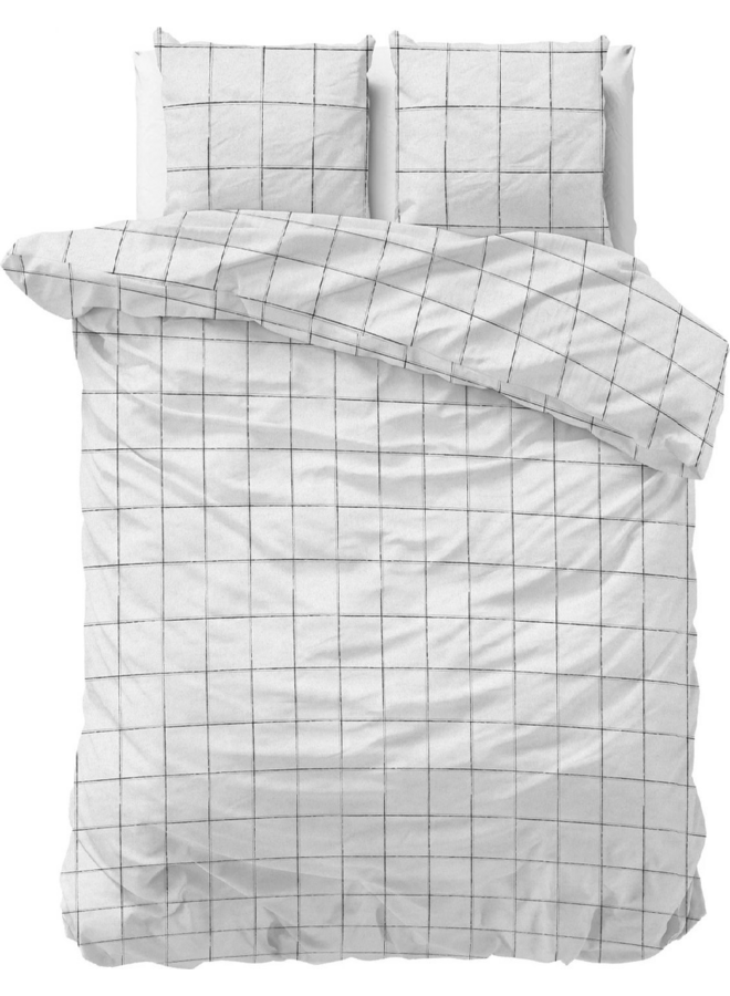 Sleeptime Dekbedovertrek Deep Check Wit - Flanel