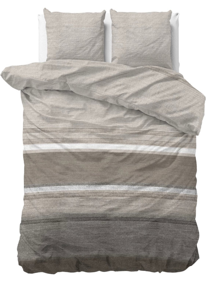 Dekbedovertrek Stone Stripe Taupe - Flanel