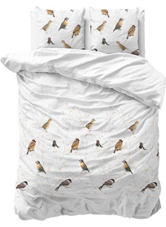 Sleeptime Dekbedovertrek Birdy Wit - Blended Katoen