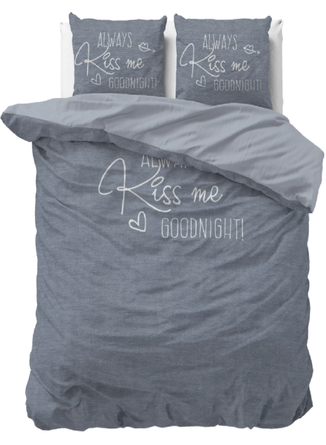 Dekbedovertrek Kiss Me Blauw - Microvezel