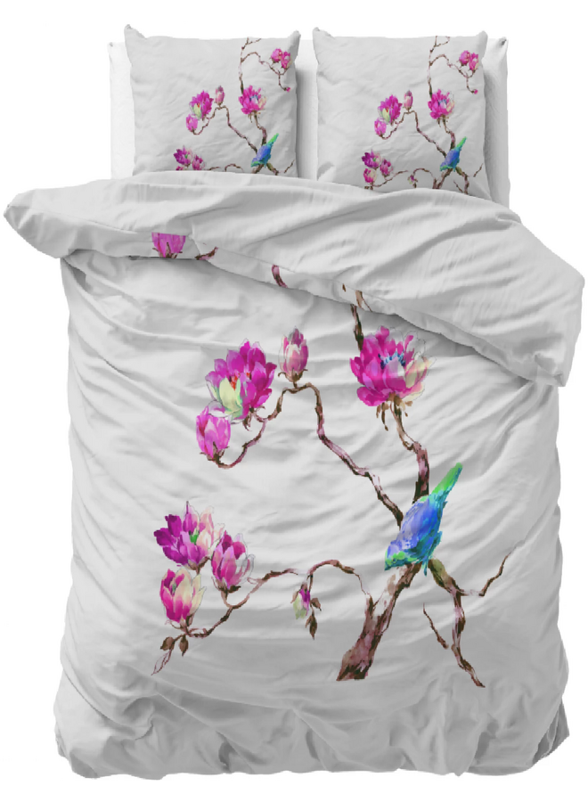 Sleeptime Dekbedovertrek Magnolias Wit - Microvezel