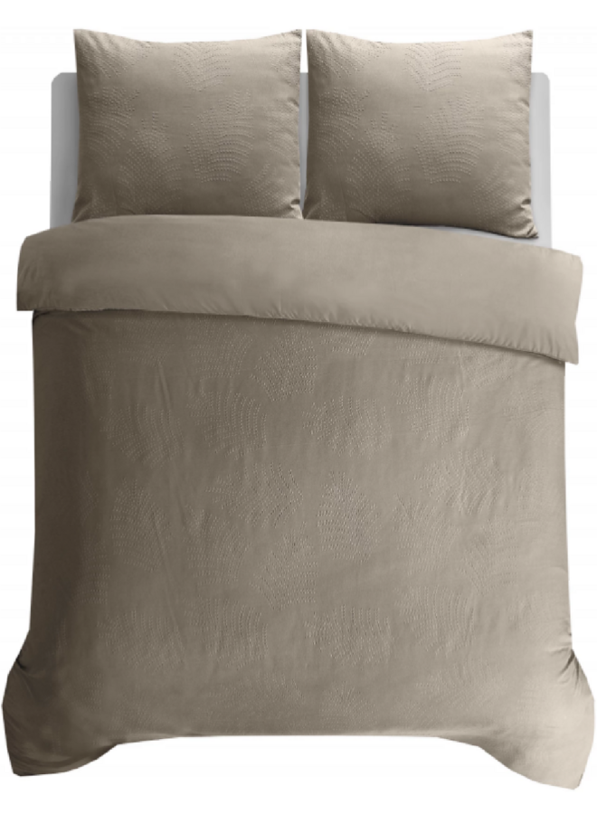 Dekbedovertrek Leaves 3D Taupe - Microvezel