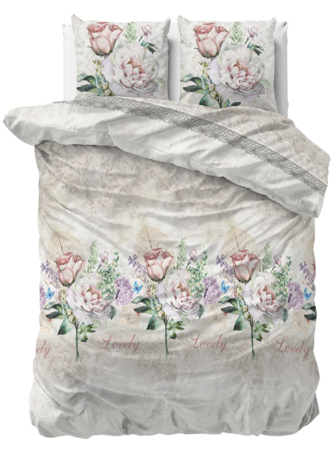 Sleeptime Dekbedovertrek Lovely Flower Beige - Blended Katoen
