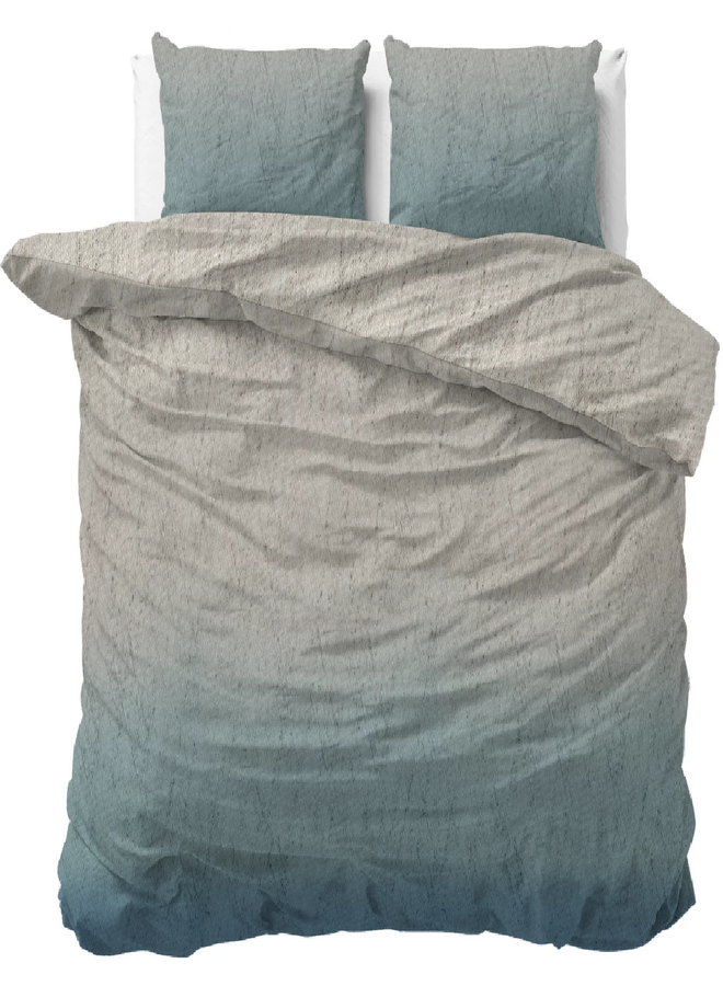 Dekbedovertrek Gradia Beige/Blauw - Flanel