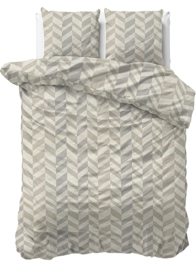 Dekbedovertrek Chevron Beige/Zand - Flanel