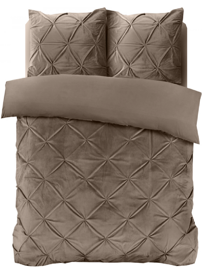 Dekbedovertrek Pintuck Taupe - Velvet