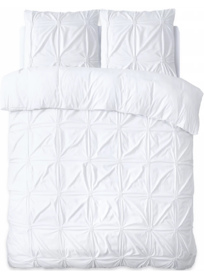 Sleeptime Dekbedovertrek Punch Pintuck Wit - Microvezel