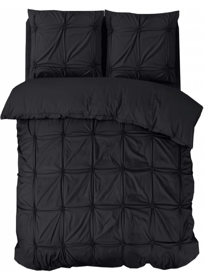Sleeptime Dekbedovertrek Punch Pintuck Zwart - Microvezel