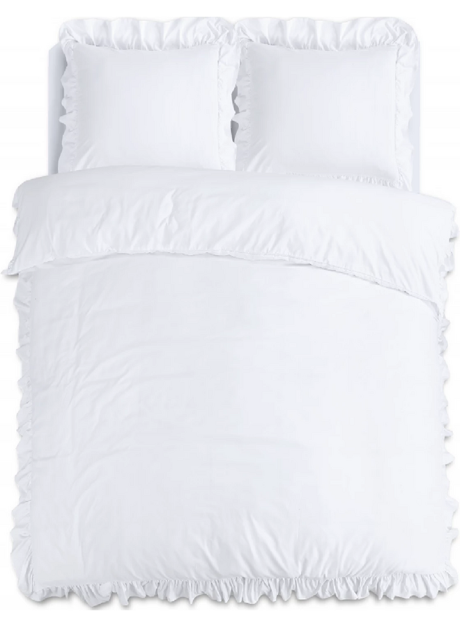 Sleeptime Dekbedovertrek Ruffles Wit - Microvezel