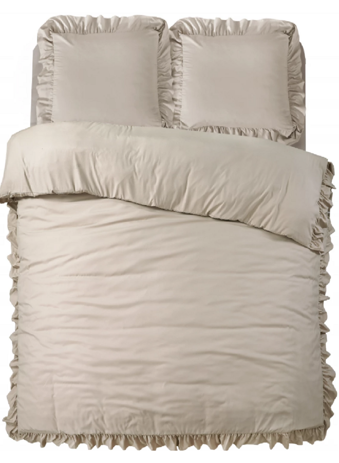 Dekbedovertrek Ruffles Taupe - Microvezel